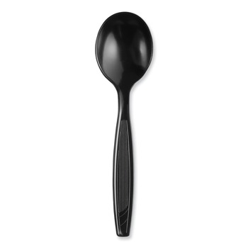 Dixie SH53C7 Individually Wrapped Heavyweight Polystyrene Soup Spoons - Black (1000/Carton)