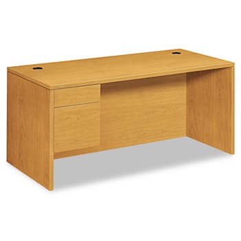 HON H10584L.CC 66 in. x 30 in. x 29.5 in. 10500 Series L Workstation Single Pedestal Desk - Harvest