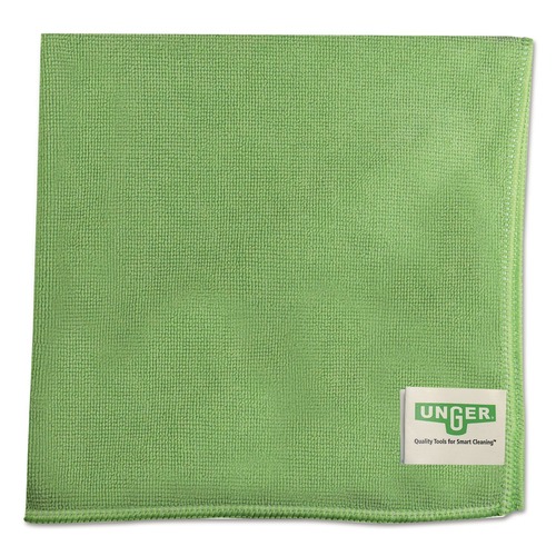 Cleaning Cloths | Unger MF400 16 in. x 15 in. SmartColor Microfiber MicroWipes - Green (10/Pack) image number 0