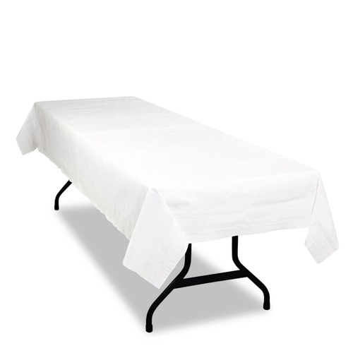 Linen and Table Accessories | Tablemate TBLPT549-WH 54 in. x 108 in. Table Set Poly Tissue Table Cover - White (6/Pack) image number 0