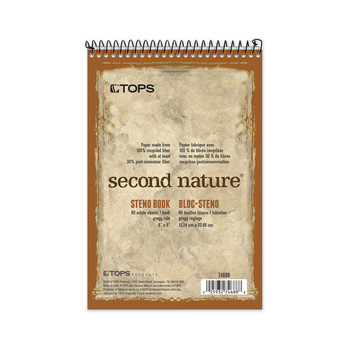 TOPS 74688 Second Nature 6 in. x 9 in. Sheets Gregg Rule Recycled Notepads - Brown Cover