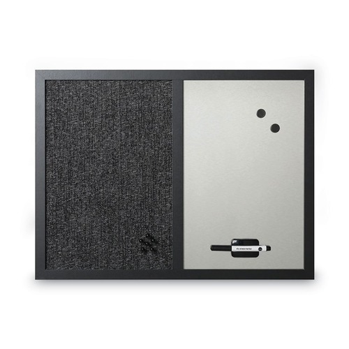 Bulletin Boards | MasterVision MX04433168 24 in. x 18 in. Designer Combo MDF Wood Frame Fabric Bulletin/Dry Erase Board - Charcoal/Gray/Black image number 0