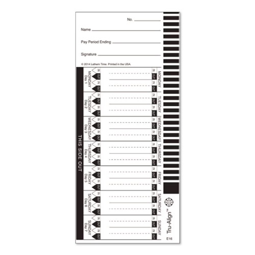 Recordkeeping & Forms | LZB E16-100 4 in. x 9 in. One Side Time Clock Cards for Lathem Time 1600E (100/Pack) image number 0