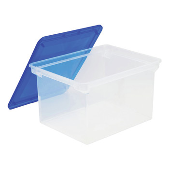FILING AND FOLDERS | Storex 61508U01C 18.5 in. x 14.25 in. x 10.88 in. Letter/Legal Files Plastic File Tote - Clear/Blue