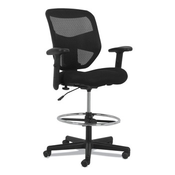 HON HVL539.MM10 Prominent High-Back Task Stool Supports Up to 250 lbs. 21 in. to 28.1 in. Seat Height - Black