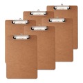 Clipboards | Universal UNV05562 1/2 in. Clip Capacity Hardboard Clipboard for 8.5 in. x 11 in. Sheets - Brown (6/Pack) image number 1