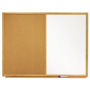 BULLETIN BOARDS | Quartet S554 48 in. x 36 in. Oak Finished Fiberboard (MDF) Frame Combination Board - Brown/White Surface
