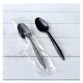 Cutlery | Boardwalk BWKSPOONBLPPIW Mediumweight Individually Wrapped Polypropylene Plastic Spoon Cutlery - Black (1000/Carton) image number 4