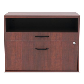 OFFICE FILING CABINETS AND SHELVES | Alera ALELS583020MC Open Office Desk Series 29.5 in. x19.13 in. x 22.88 in. 2-Drawer 1 Shelf Pencil/File Legal/Letter Low File Cabinet Credenza - Cherry