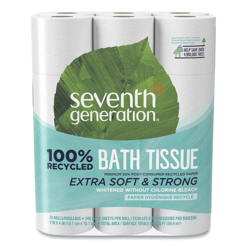 Toilet Paper | Seventh Generation SEV 13738 2-Ply Septic Safe 100% Recycled Bathroom Tissue - White (24/Pack) image number 0