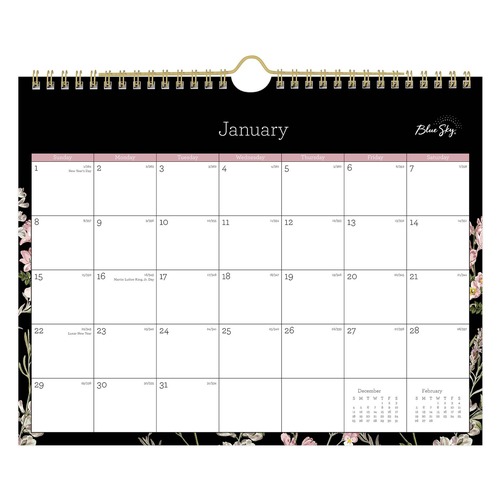 Notebooks & Pads | Blue Sky BLS139941 11 in. x 8.75 in. 12-Month (Jan-Dec 2026) Neveah Monthly Wall Calendar - White/Black/Pink Sheets image number 0