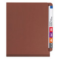 File Folders | Smead 26865 8 SafeSHIELD Fasteners 3 in. Expansion 3 Dividers Letter Size End Tab Pressboard Classification Folders - Red (10/Box) image number 2