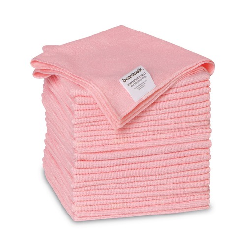 Cleaning Cloths | Boardwalk 2164040 16 in. x 16 in. Microfiber Cleaning Cloths - Pink (24/Pack) image number 0