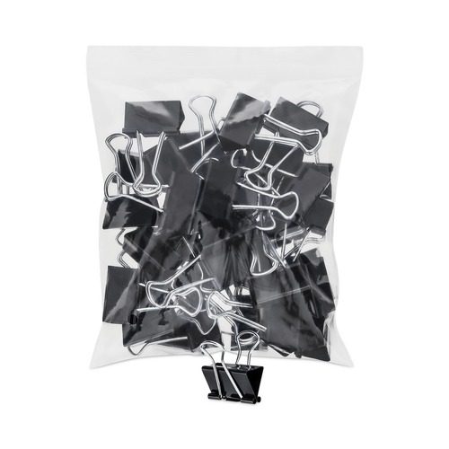 Binding Spines & Combs | Universal UNV10210VP Binder Clips in Zip-Seal Bag - Medium, Black/Silver (36/Pack) image number 0