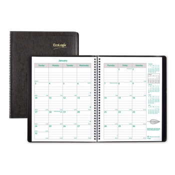 PRODUCTS | Brownline CB435W.BLK 14-Month: Dec 2025 to Jan 2027 11 in. x 8.5 in. EcoLogix Artwork Recycled Monthly Planner - Black Cover