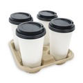 Cups and Lids | Boardwalk BWK4CUPCARRIER Four Cup Carrier Tray for 8 - 32 oz. Cups - Kraft (300/Carton) image number 4