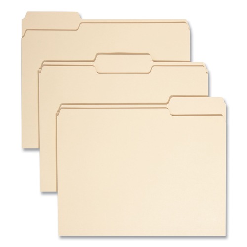 Just Launched | Smead 10339 1/3-Cut Assorted Tabs 0.75 in. Expansion 100% Recycled Manila Top Tab File Folders - Letter Size, Manila (100/Box) image number 0