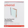 File Folders | Universal UNV10409 2 Dividers 6 Fasteners Heavy-Duty Pressboard Cover Letter Size Six-Section Classification Folders - Light Blue (20/Box) image number 0