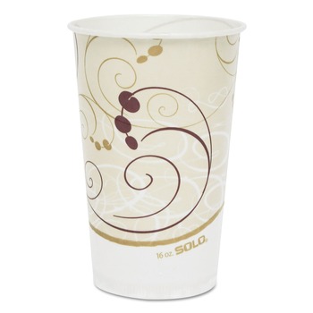 TABLETOP AND SERVEWARE | SOLO RW16-J8000 Symphony Eco-Forward 16 oz. Paper Cold Cups - White/Red/Beige (20 Bags/Carton, 50/Bag)