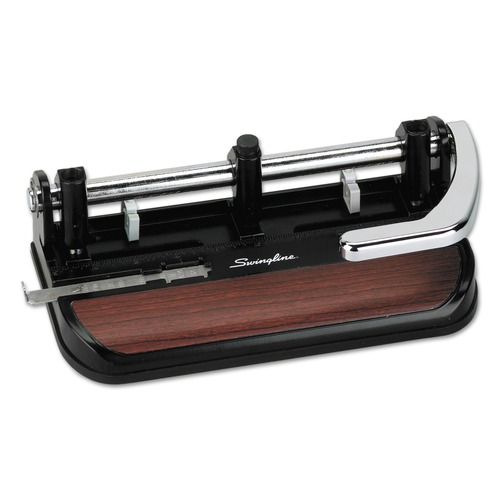 Just Launched | Swingline A7074400F Heavy-Duty 40-Sheet Lever Action 2-To-7 11/32 in. Hole Punch - Black/Woodgrain image number 0
