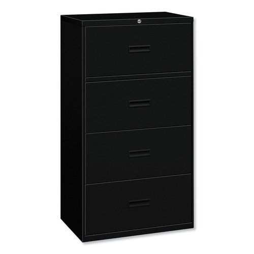 Office Filing Cabinets & Shelves | HON H484.L.P 400 Series 36 in. x 18 in. x 52.5 in.  4 Legal/Letter Size Lateral File Drawers - Black image number 0