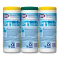 Hand Wipes | Clorox 30112 7 in. x 8 in. 1-Ply Disinfecting Wipes - Fresh Scent/Citrus Blend, White (35/Canister, 3 Canisters/Pack) image number 2