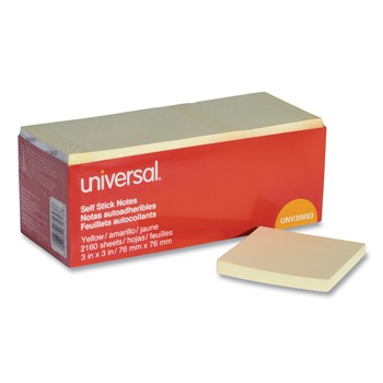 Universal UNV35693 3 in. x 3 in. Self-Stick Note Pads - Yellow (24/Pack)