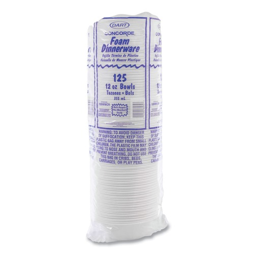 Just Launched | Dart 12BWWCR 10 oz. - 12 oz. Concorde Foam Bowl - White (1000/Carton) image number 0