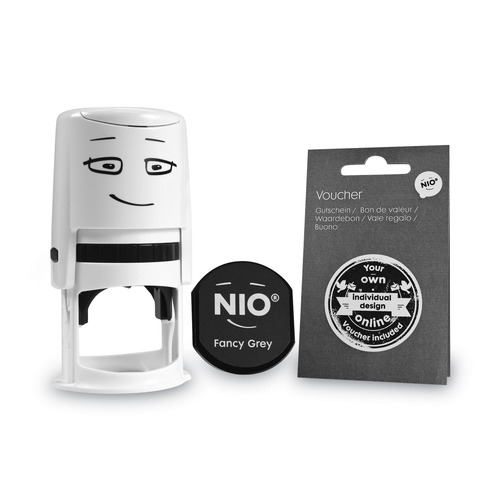 Office & Office Supplies | NIO 071509 1.56 in. Diameter Self-Inking Stamp with Voucher and Fancy Gray Ink Pad image number 0