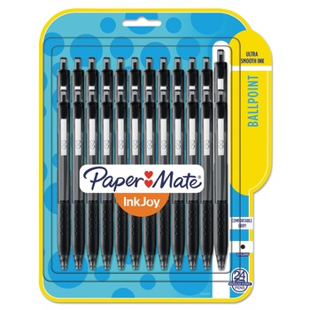 Paper Mate 1945925 InkJoy 300 RT Medium 1 millimeter Retractable Ballpoint Pen - Black Ink/Barrel (24/Pack)