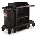 Cleaning Carts | Suncast Commercial HKC2002 24 in. x 62.13 in. x 49.75 in. 1-Shelf Plastic Partially Assembled Premium Housekeeping Cart - Black image number 3
