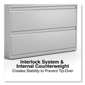Office Filing Cabinets & Shelves | Alera 25514 42 in. x 18.63 in. x 67.63 in. Roll-Out Posting Shelf 5 Lateral File Drawer - Legal/Letter/A4/A5 Size - Light Gray image number 4