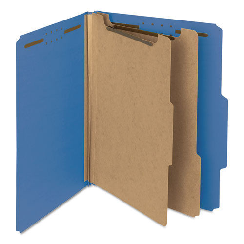 File Folders | Smead 14062 2 in. Expansion Recycled Pressboard 6-Fastener Classification Folders - Letter Size/Dark Blue (10/Box) image number 0
