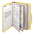 File Folders | Smead 14098 8 SafeSHIELD Fasteners 3 Dividers Letter Size 8-Section Pressboard Top Tab Classification Folders - Yellow (10/Box) image number 2