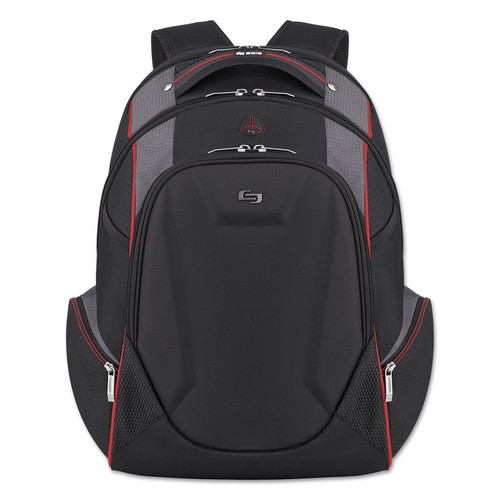 Office & Office Supplies | SOLO ACV711-4 12.5 in. x 8 in. x 19.5 in. Polyester Launch Laptop Backpack Fits Devices Up to 17.3 in. - Black/Gray/Red image number 0