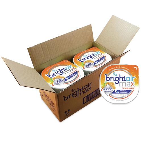 Odor Control | BRIGHT Air 900436 8 oz. Max Odor Eliminator Air Freshener - Citrus Burst (6/Carton) image number 0