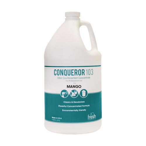 Odor Control | Fresh Products 103G-F-000I004M-04 Conqueror 103 1 Gallon Bottle Odor Counteractant Concentrate - Mango (4/Carton) image number 0