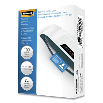 Fellowes Mfg Co. 52050 3.88 in. x 2.63 in. 7 mil Laminating Pouches - Gloss Clear (100/Pack)