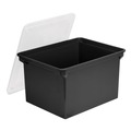 File Folders | Storex 61528U01C 18.5 in. x 14.25 in. x 10.88 in. Plastic Letter/Legal File Tote - Black/Clear image number 0