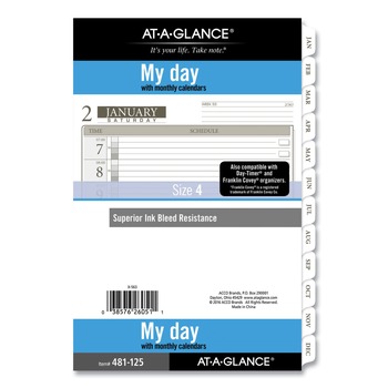 AT-A-GLANCE 481125 8.5 in. x 5.5 in. 12-Month (Jan to Dec): 2026 1-Page-Per-Day Planner Refills - White Sheets