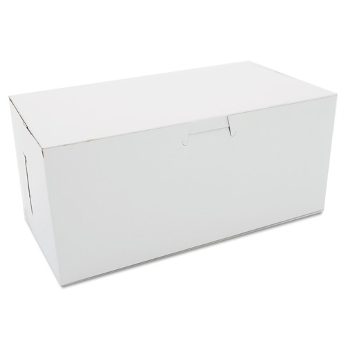 Food Trays, Containers, and Lids | SCT SCH 0949 4 in. x 9 in. x 5 in. Non-Window Paper Bakery Boxes - White (250/Carton) image number 0