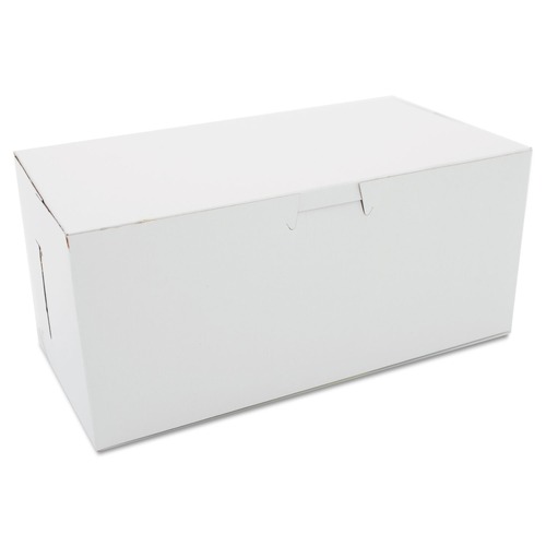 Food Trays, Containers, and Lids | SCT SCH 0949 4 in. x 9 in. x 5 in. Non-Window Paper Bakery Boxes - White (250/Carton) image number 0