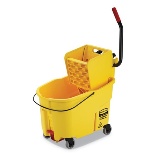 Mop Buckets | Rubbermaid Commercial FG618688YEL 44 qt. WaveBrake 2.0 Side-Press Plastic Bucket/Wringer Combos - Yellow image number 0