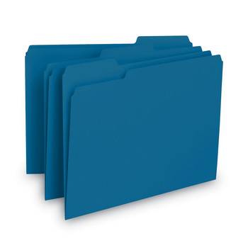 Smead 10287 1/3-Cut Tabs Assorted Letter Size 0.75 in. Expansion Interior File Folders - Sky Blue (100/Box)