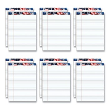 TOPS 75111 50-Sheets 8.5 in. x 11.75 in. Wide/Legal Rule American Pride Writing Pad - Red/White/Blue Headband (12 Pads/Pack)