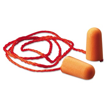 3M 1110 29NRR Single-Use Corded Foam Earplugs - Orange (100 Pairs/Box)