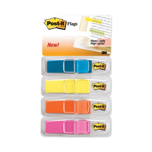 Just Launched | Post-it Flags 683-4ABX 0.5 in. x 1.75 in. Highlighting Page Flags - 4 Assorted Bright Colors (140/Pack) image number 0