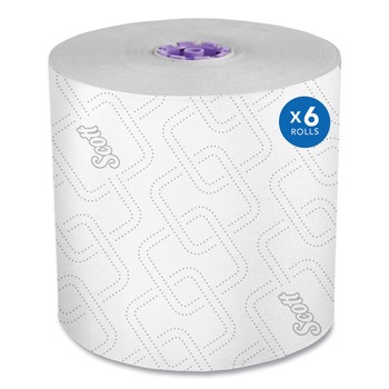PAPER TOWELS AND NAPKINS | Scott 02001 Essential 8 in. x 950 ft. Proprietary System Hard Roll Paper Towels - Purple/White (6 Rolls/Carton)