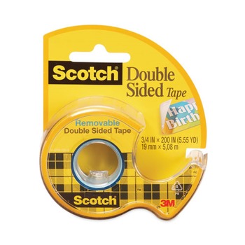 Scotch 667 0.75 in. x 33.33 ft. 1 in. Core Double-Sided Removable Tape in Handheld Dispenser - Clear (1 Roll)