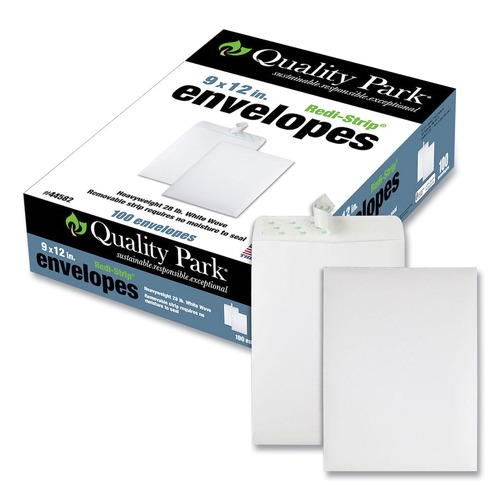 Envelopes & Mailers | Quality Park QUA44582 9 in. x 12 in. #10 1/2 Cheese Blade Flap Redi-Strip Catalog Envelope - White (100/Box) image number 0